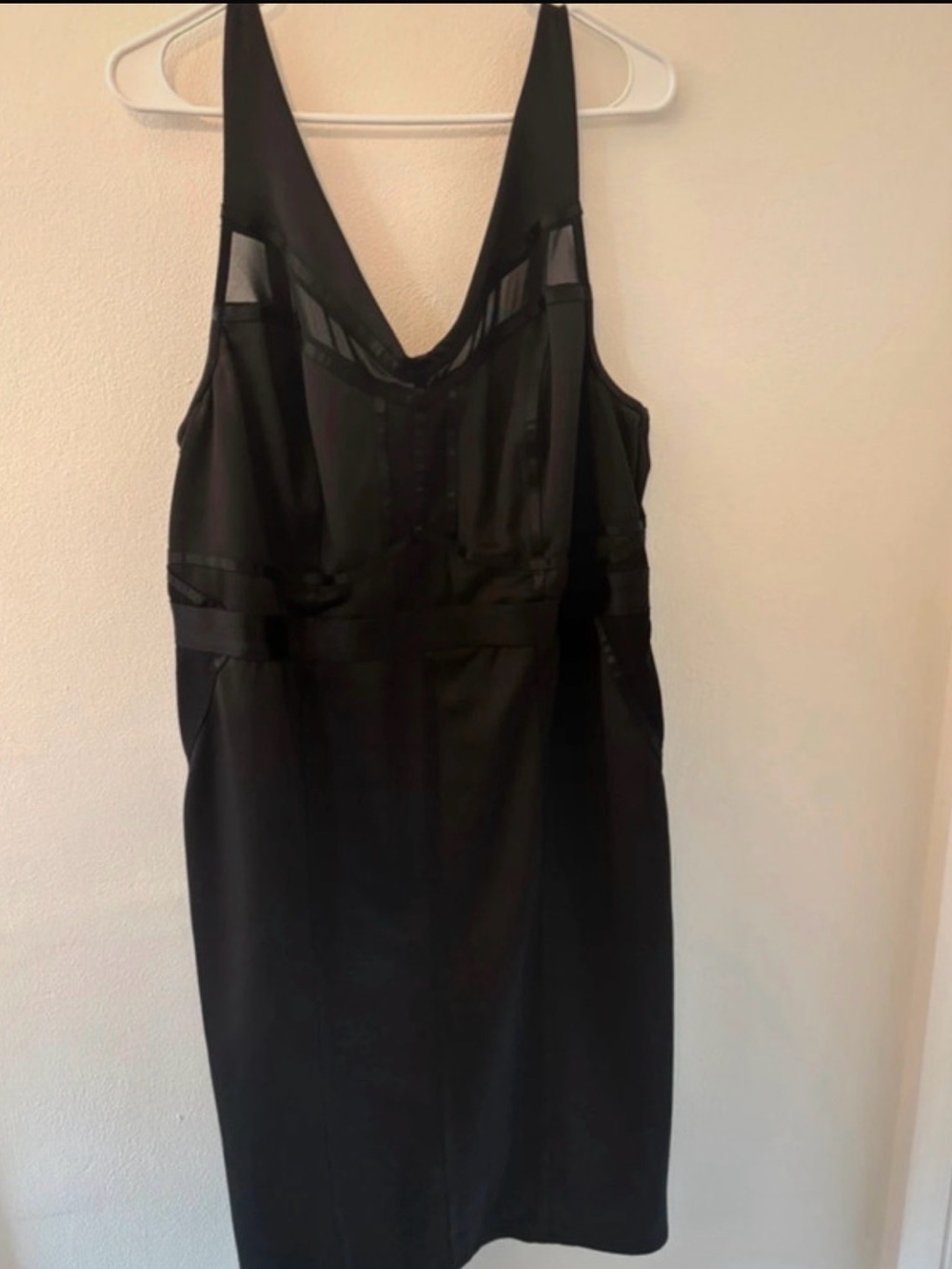 torrid Black Mesh-Panel V-Neck Midi Dress